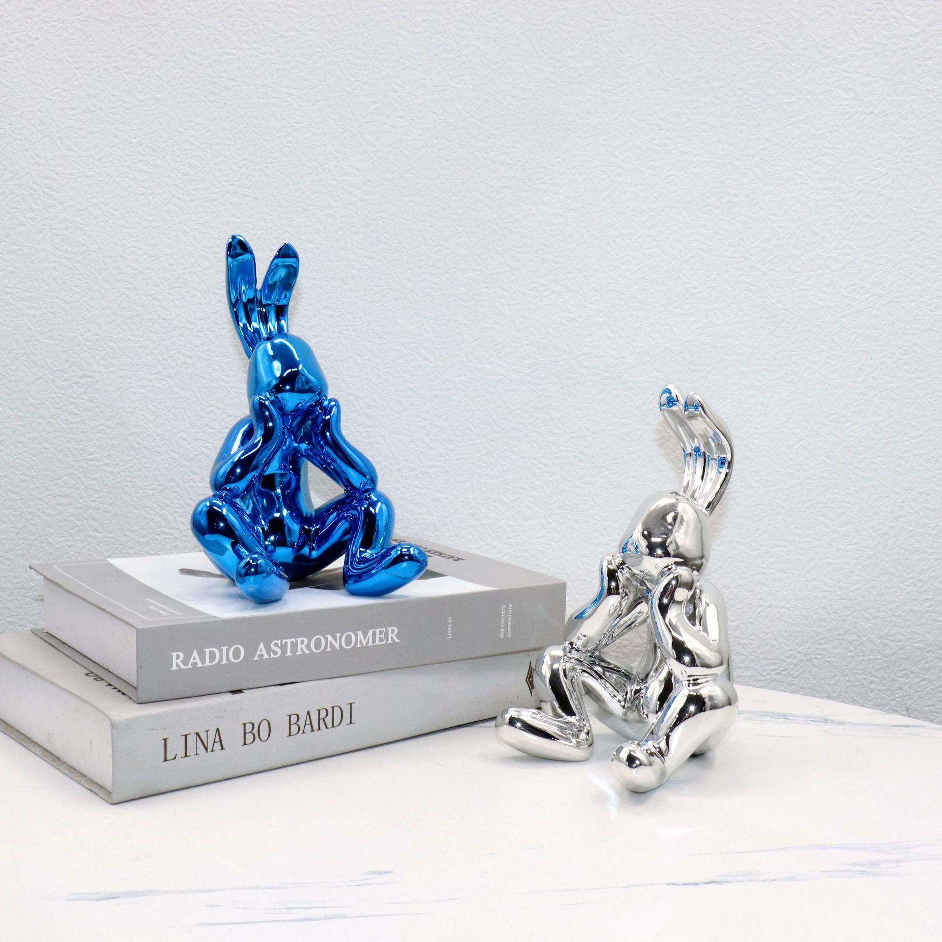 现居代约思考小兔轻奢电镀发呆兔家客厅玄关简样板房创意软装饰品,家居饰品,装饰摆件,淘宝优惠券,粉丝福利购,淘宝优惠卷