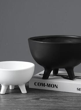 简陶约诧寂风三板ECF足瓷高脚果碗北欧软装售楼样间玄饰品关家居