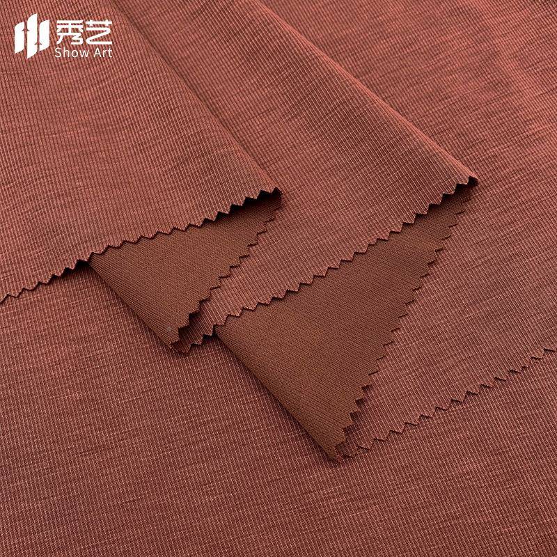 仿铜砂洗太空条20g人棉空气层tr针RTSP023#童织卫氨衣面料时尚装