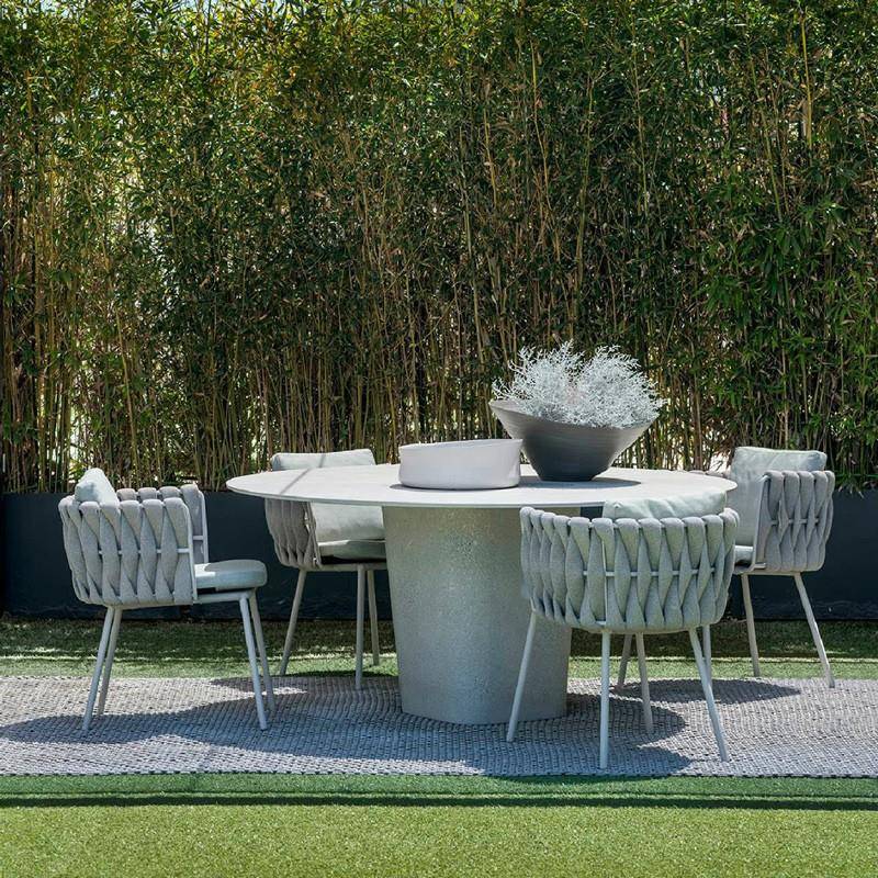 欧户外绳编桌椅别墅庭花园XT002室外藤椅露台北防院水岩板大餐理