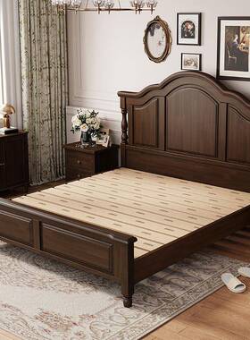 K*.古美式床木床1.8复米双人床主卧床15m现代简约家具2米实ADIx2