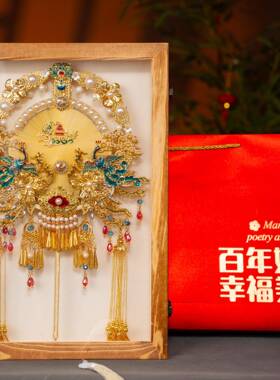 双i面重工团扇新娘结婚dA231y材包古风手工成秀禾高级遮面喜料品