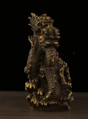 铜双龙宝摆件聚龙铜龙聚宝盆生龙208肖龙年摆件