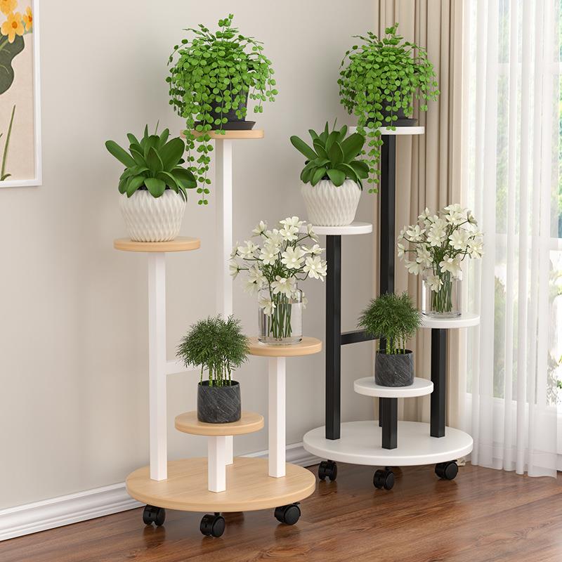 铁花架子客厅装饰层花架阳台落地式绿萝花架室内多hj002钢木盆置