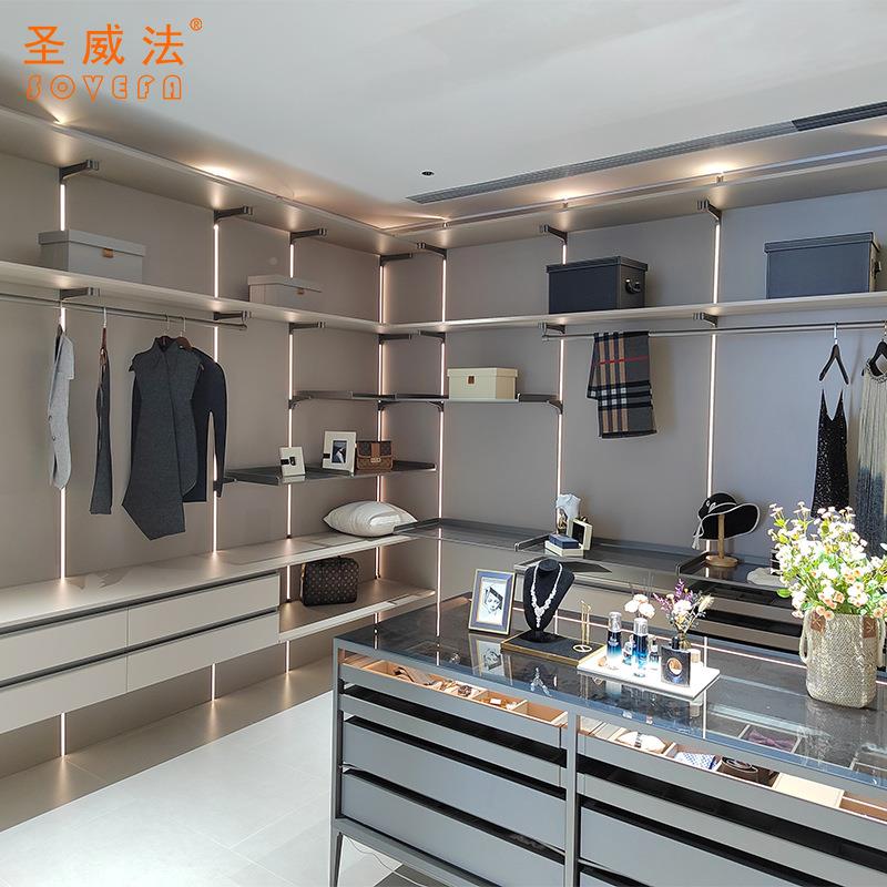 极简轻奢开式架衣柜铝合金壁挂步式衣帽卧室衣物放收纳间入式立柱