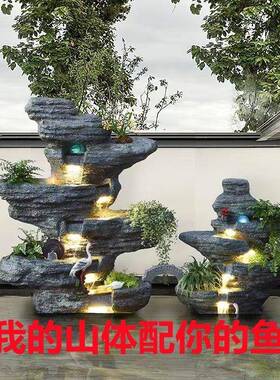 单山体单假山石泉造景庭院装假山流水喷VAE摆件别墅阳饰大台厅景