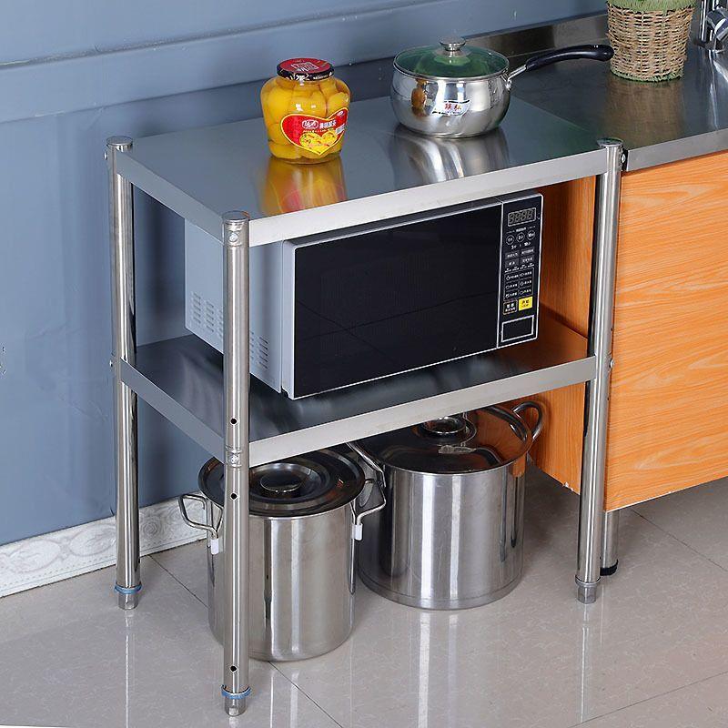 多层落地厨房置物架架不锈钢微波LFR架箱台面收纳架三层炉烤放锅