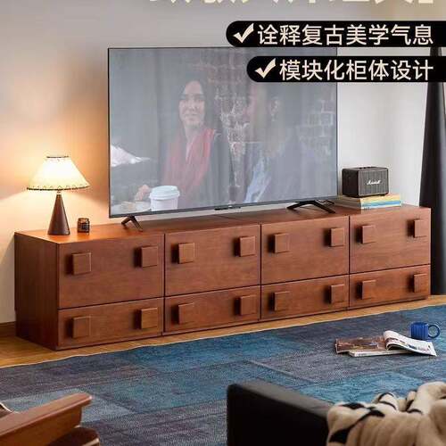 实木中古风卡门柜电视柜柜客家用简约电机厅边自由ART组合diy斗视