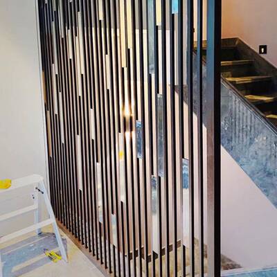 轻奢竖YMTF23-1档镜面屏风客厅楼梯挡隔锈断酒店办室格公栅装饰板