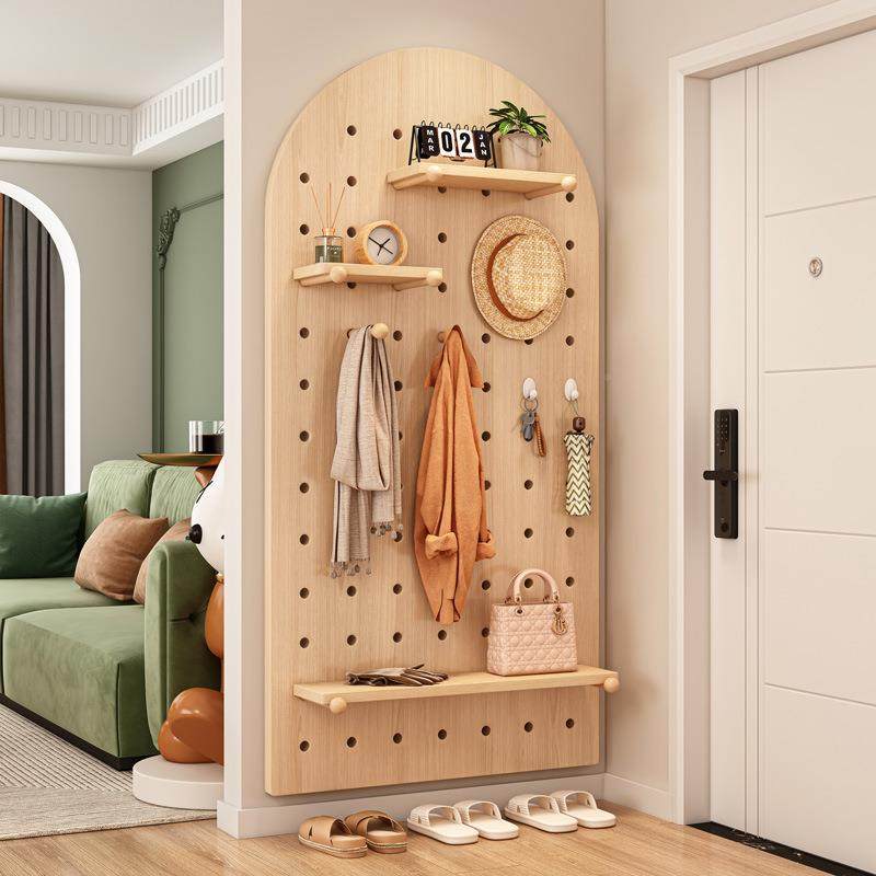 实木洞洞板置物挂板墙上木质入墙户线玄关门口面缝O235O88纫机架