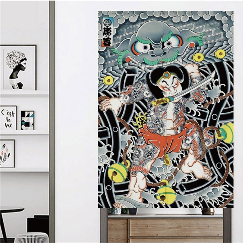 浮世绘纹身店定制刺青门帘客厅日式对开隔断帘工作室窗帘创意装饰