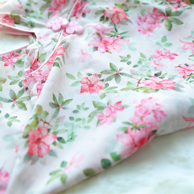 女童旗袍夏季儿童中国风唐装花色连衣裙中式汉服宝宝裙子民国风