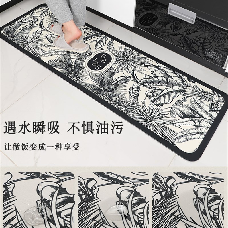 硅藻泥厨房地垫防滑防油免洗可擦吸水垫新款美式防脏脚垫耐脏地毯
