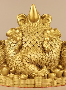 黄铜八卦金蟾摆件招财金钱元宝独角蟾蜍家居办公室店铺开业礼摆设