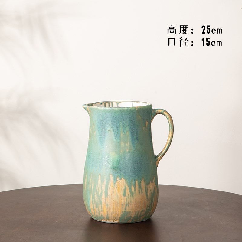 景德镇高温陶瓷花瓶油画风插干花鲜切花摆件新中式客厅水养花器