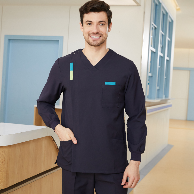 南欧鱼手术衣女护士服长袖男医生洗手衣美容院牙医工作服套装秋冬