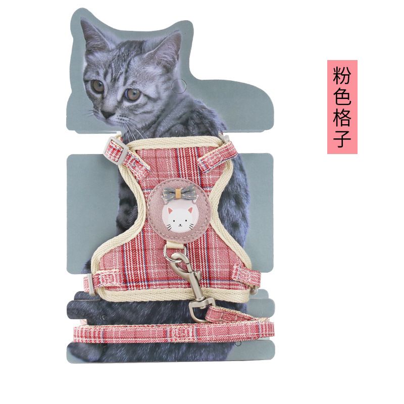 猫咪牵引绳背心式胸背带外出猫咪专用防挣脱溜猫绳子栓宠物猫链子