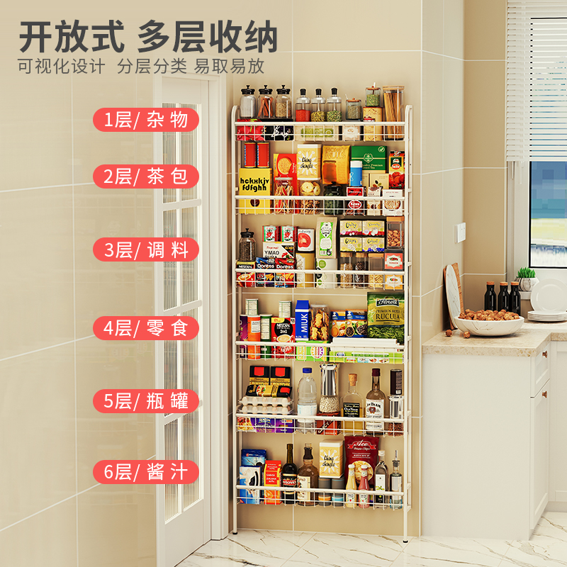门后收纳层架墙上多层省空间厨房铁艺架置物架落地免打孔壁挂书架