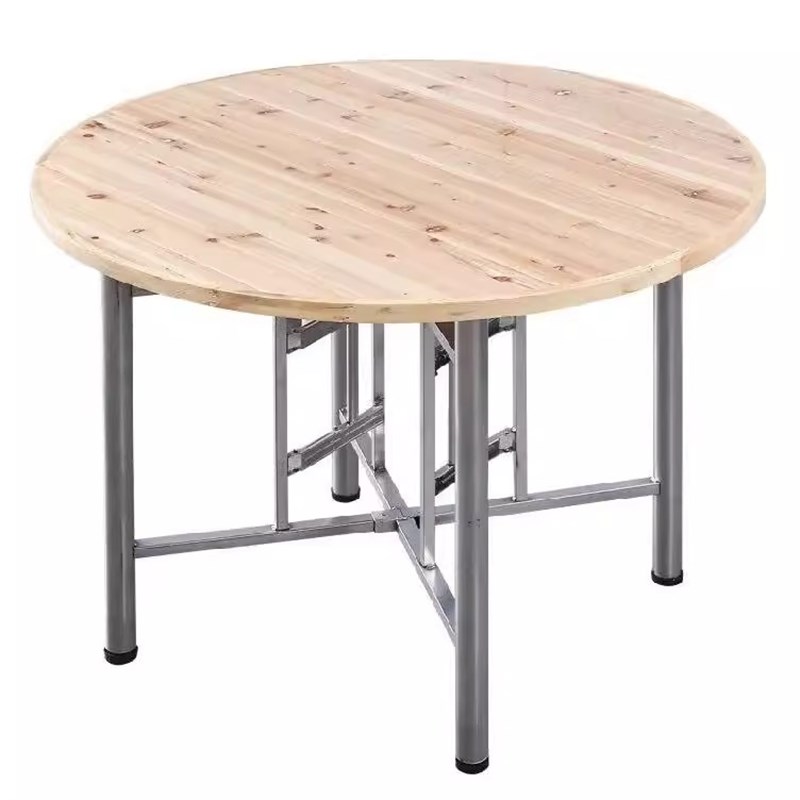 杉木圆桌面加转盘家用实木加厚10人12饭店餐桌大圆桌折叠圆形台面