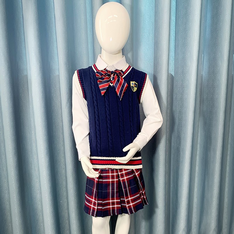 小学校服学院风v领毛衣新款男女马甲儿童针织背心幼儿园园服纯棉