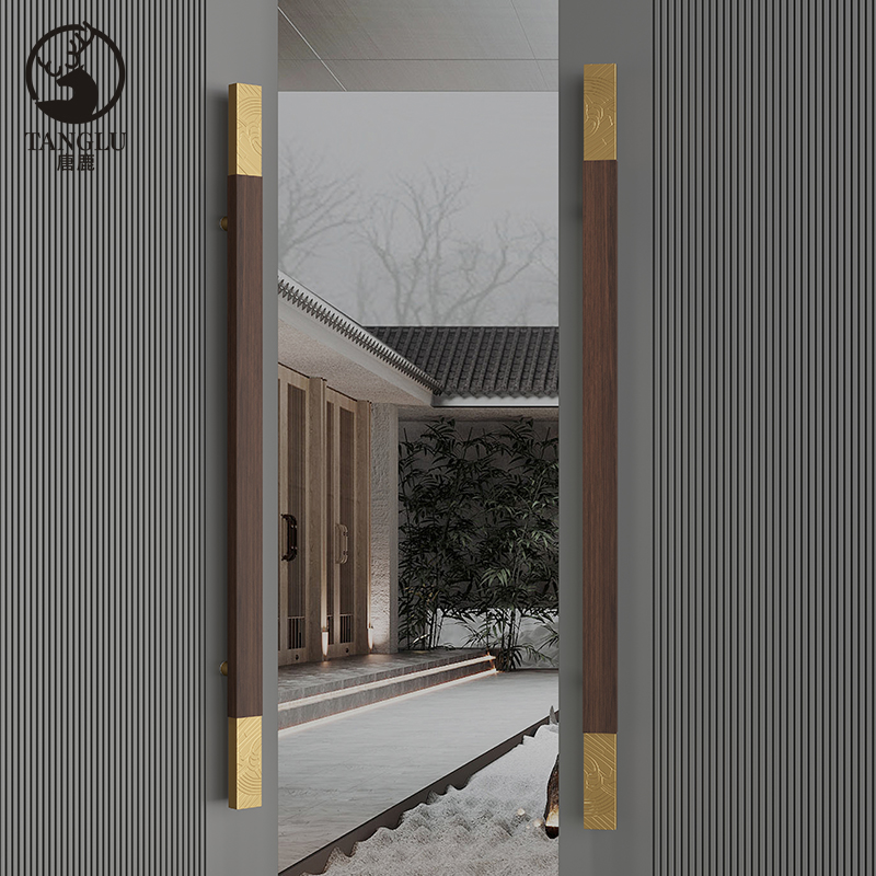 极简玻璃门拉手不锈钢酒店商铺推拉双开实木大门把手定制logo刻字