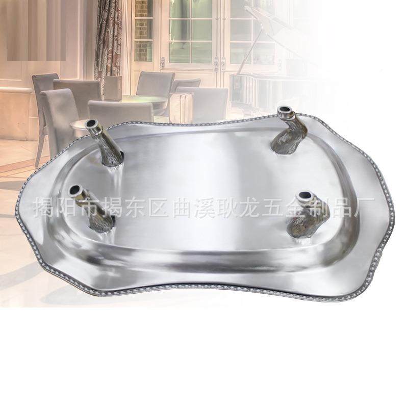 现货不锈钢SVQ乳猪盘子色中式酒金店餐厅大号用刺身盘带脚商烤猪