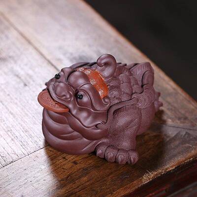 来顺工厂直销雕塑配件紫金紫蟾砂宠可养茶具茶HFS桌小摆茶件31150