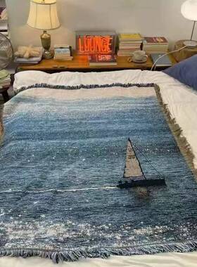 GALA『上一帆风顺』大海风HK毯景针织线装毯挂毯上墙饰沙发毯床盖