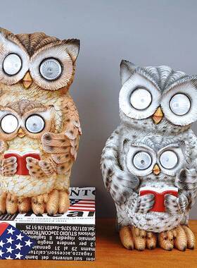 欧式阳能灯猫院头脂鹰树摆件花园庭园林动RDW120太物景观装饰品