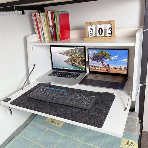 寝春秋床上电脑桌悬空可折降书桌升大学生宿舍铺QSS懒人叠电下竞