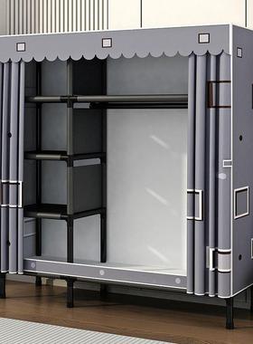 简易衣柜家用卧IAR室钢架粗耐加厚钢管组装布衣结柜出加租房实用