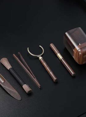 子黑檀道茶六功君套装茶49434勺茶刀茶夹养壶笔家用夫茶具