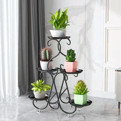 多无品牌/层花架铁艺内室阳台置物架萝花盆架省空间多功能落绿花