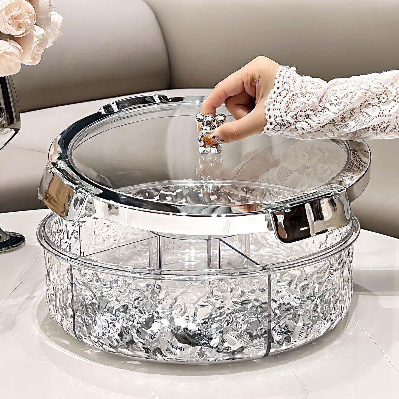 几客厅茶水果干果10058443摆放糖纳果零盘食瓜子分格收盒密封果盘