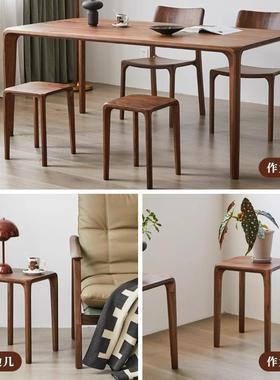 黑胡桃子木木方凳实凳家用卯小餐凳餐厅板凳全榫凳子可叠放98321
