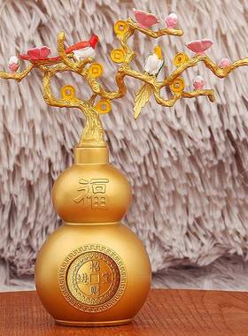 喜上眉梢桃花葫芦转转钱树时来摇Y1077运转家居装饰品金工属摆艺