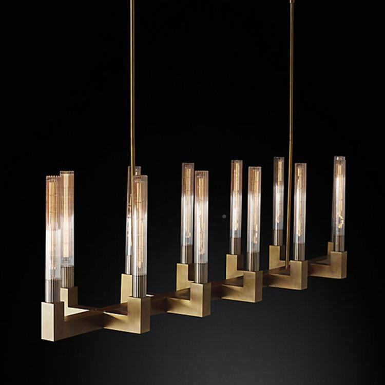 美式简黄长条形吊约酒铜店141吧台工程客厅餐厅软装样板灯间装饰
