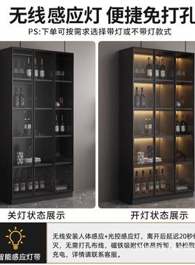 轻奢酒柜带玻璃靠墙一体客厅档展示柜门现代简家用高酒87552约架
