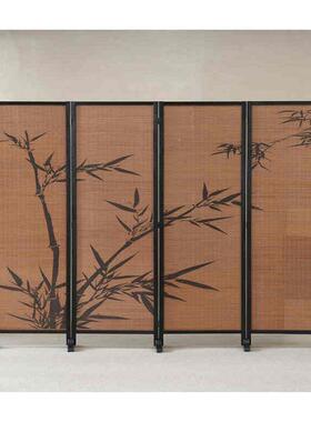 新中式屏风竹子厅图案定茶楼隔52175风断主编客围挡制小户型阳台