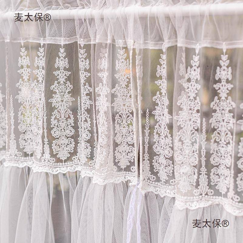 式轻奢法白色蕾纱丝孔短帘厨房免打半帘小清新帘77410隔断门帘飘