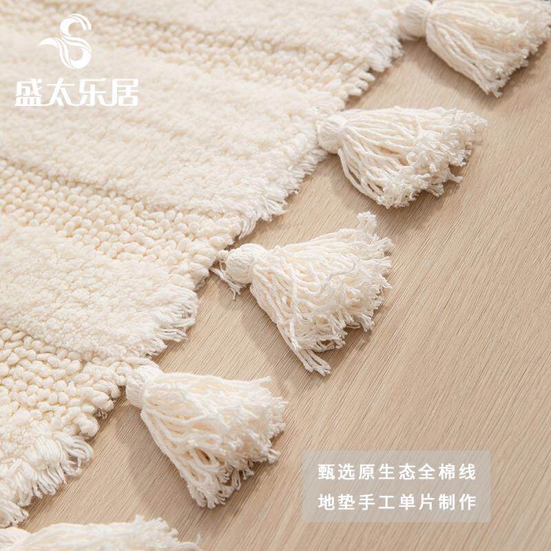 全棉卧室滑床边房地毯厨防长条WRB地垫生间吸水脚垫卫手工流苏可