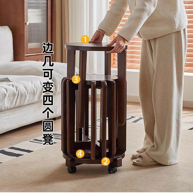 实木桌叠叠乐凳家用CDV可圆椅叠放组合凳折叠子餐椅板凳茶几凳子