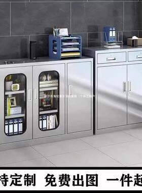 具厚304不钢文件柜阳台储物柜家用带轮工柜卧室10021005收纳加带