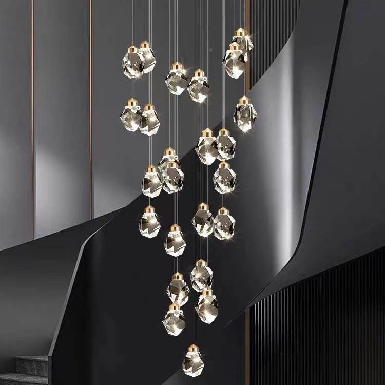 客LED水晶吊灯ENQ客厅楼梯过道室卧酒店堂大别墅高档款厅水晶吊