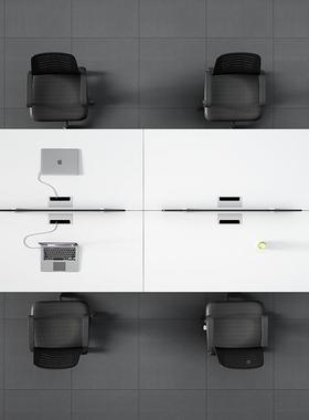 台办公桌简YJ-59652约现代员工作屏风卡座椅合桌家具四46多人组位