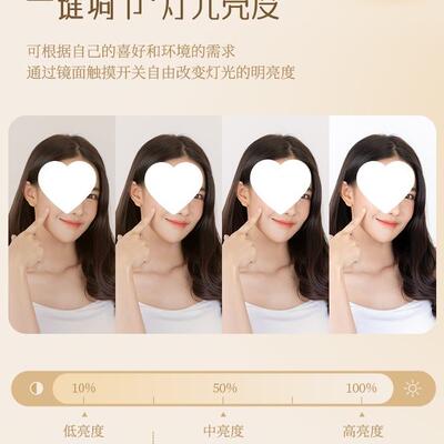 化4287妆镜妆带灯led异形台式桌梳面妆台镜子旋转梳妆镜智触能控