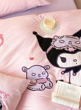 儿童卡花通OCJ品3全棉四件套女孩床上用纯棉件套可爱被套床单绣A