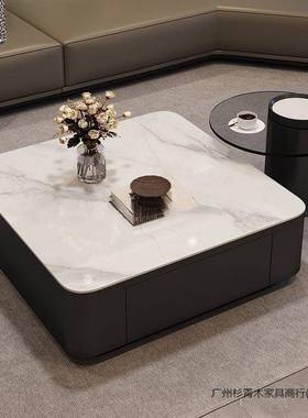 意式正轻奢感33767圆茶形板方形落地钢岩化玻璃几