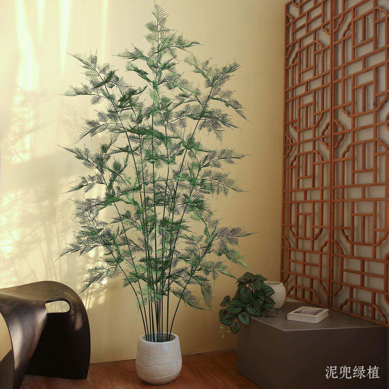 高端轻奢仿真绿文竹植落地WZ001栽件客厅沙发边假植物室内摆落地