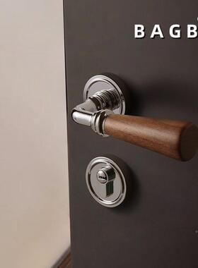 BAG门B中复古室内房36041卧室磁吸静音锁家用木门把门手式风胡桃